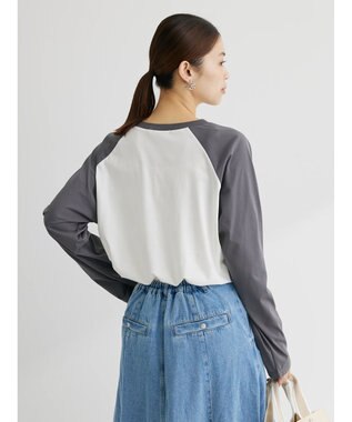 Green Parks シアーラグラン配色プルオーバー Light Gray