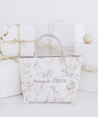 Maison de FLEUR ツイードリボンプリント2WayバッグM Pink
