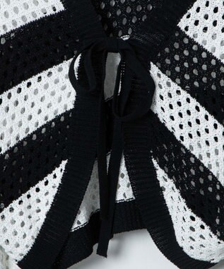 WEGO 【紫外線対策/手洗い可】メッシュリボンボレロ ブラックボーダー