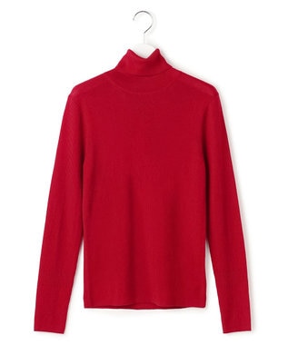 ICB L 【新色追加】エクストラファインメリノリブ タートルネックプルオーバー ディープレッド系