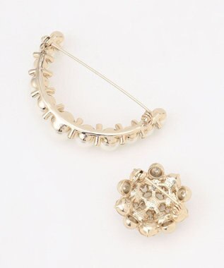 組曲 【好評につき追加販売・2セット】パールビジュー ブローチ ゴールド系