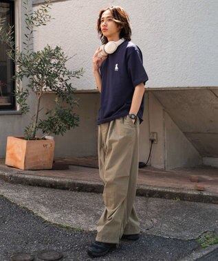 WEGO 【MLサイズ展開/綿100%】グラフィックワンポイントT（SS） ネイビー