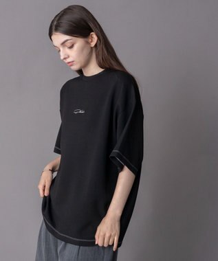 WEGO 【機能T/ユニセックス着用ITEM】カラーステッチワンポイントT（SS） ブラック
