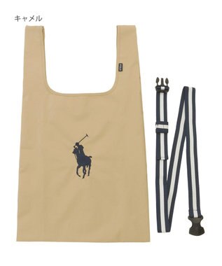 MOONBAT POLO RALPH LAUREN(ポロ ラルフローレン)ベルト付きレインバッグ　ポロポニー刺繍 キャメル
