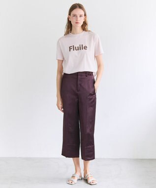 BEIGE， CASSITER / リネンブレンド サテンクロップドパンツ Bordeaux