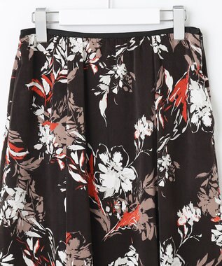 自由区 【洗える】ブラッシュドフラワープリント フレアスカート ダークブラウン系5