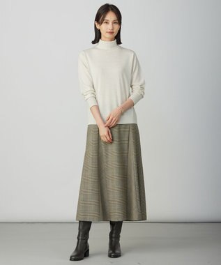 J.PRESS LADIES L モナベールツイル チェック フレア スカート ブラウンチェック系