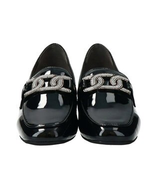 Bridget Birkin 【Bridget Birkin】パールヒールビジューバックルローファー ブラックエナメル