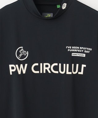 PW CIRCULUS 【MEN】【ストレッチ】ロゴ モックネック シャツ ブラック