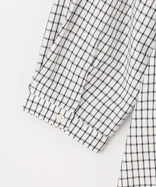 J.PRESS LADIES 【洗える】 セルロースチェック スタンドカラー ブラウス ブラック系3