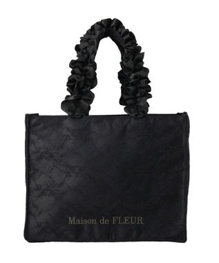 Maison de FLEUR レースフリルハンドルスクエアトートSバッグ Black