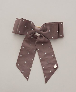 Maison de FLEUR ビジューグログランリボンバレッタ Brown