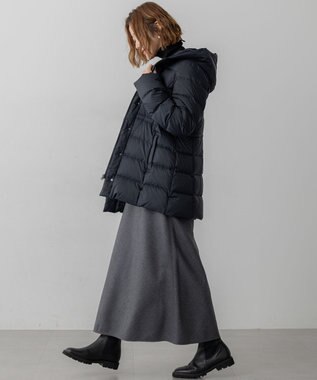 23区 【洗える】ハイカウントフラノ フレア スカート ライトグレー系