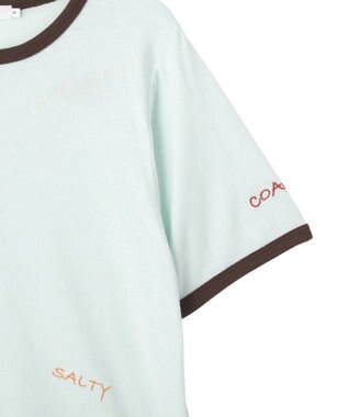 AMERICAN HOLIC ランダムロゴ刺繍リンガーTシャツ Mint