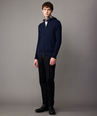 JOSEPH ABBOUD 【オリジナルオーガニックコットン使用】JOE COTTONニット パーカー ネイビー系