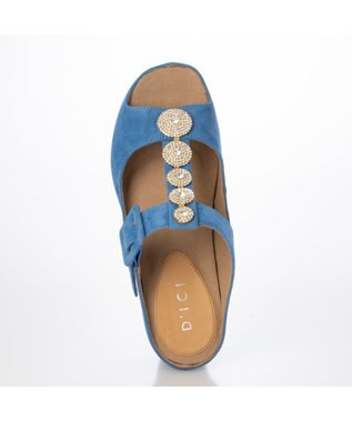 MODE ET JACOMO <D'ICI>ビジューモチーフTストラップサンダル ブルースエード