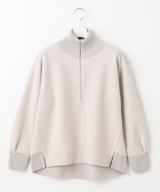 J.PRESS LADIES L ニードルパンチ ハーフジップ カットソー ベージュ系