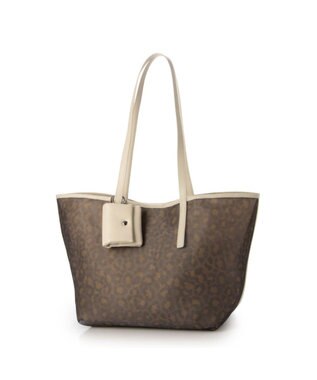 UNBILLION カシュカシュ cachecache / チュールメッシュヒョウ柄プリントトートＬ アイボリー