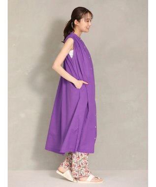 Green Parks インド綿 ノースリーブワンピース Purple