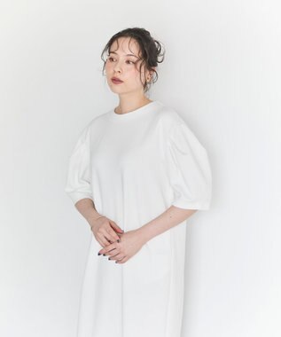 #Newans 【セレモニーにも/洗濯機可】パフスリーブロングワンピース​ ホワイト