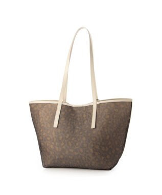 UNBILLION カシュカシュ cachecache / チュールメッシュヒョウ柄プリントトートＬ アイボリー