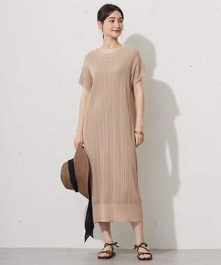 自由区 L 【ワコールコラボ】【カタログ掲載・洗える】レーシーニット ドレス ベージュ