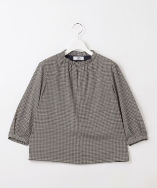 J.PRESS LADIES L チェックプリント スリットフリルネック カットソー ネイビー系5