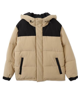 WEGO カラーブロックパテッドフードブルゾン ベージュ