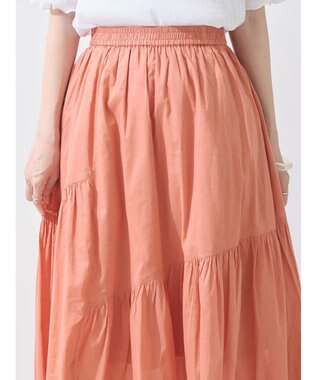 earth music&ecology コットンボイルランダム切替フレアスカート Orange