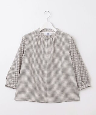 J.PRESS LADIES L チェックプリント スリットフリルネック カットソー ライトグレー系5