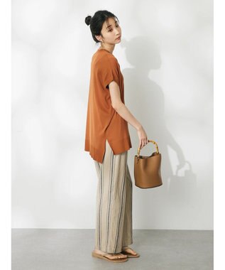 CRAFT STANDARD BOUTIQUE ＵＶカット接触冷感半袖ニットチュニック Caramel