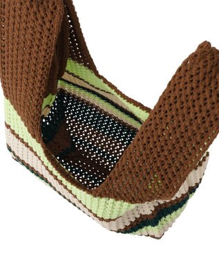 AMERICAN HOLIC マルチボーダーニットバッグ Brown