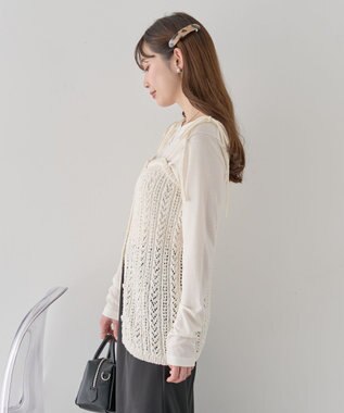 earth music&ecology 【予約】透かし編みニットキャミビスチェ アイボリー