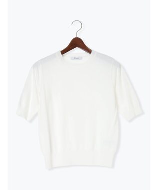 Te chichi 14G天竺ハーフスリーブニットプルオーバー オフホワイト
