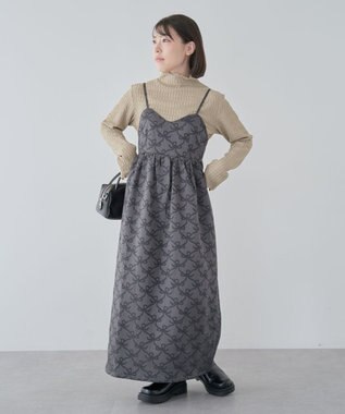 Green Parks ・ＳＵＧＡＲＳＰＯＯＮリボンジャカードキャミワンピ Charcoal Gray