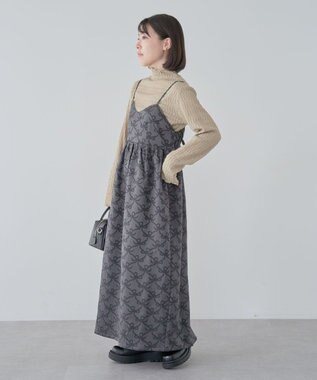 Green Parks ・ＳＵＧＡＲＳＰＯＯＮリボンジャカードキャミワンピ Charcoal Gray