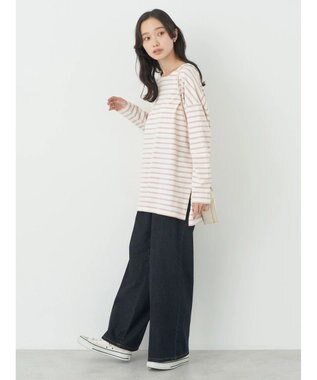 earth music&ecology バック釦ボーダーチュニック Pink