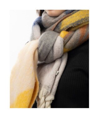 UNBILLION カカトゥ kakatoo / シャギーマルチカラーマフラー ネイビーミックス