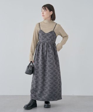 Green Parks ・ＳＵＧＡＲＳＰＯＯＮリボンジャカードキャミワンピ Charcoal Gray