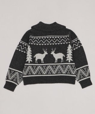 WEGO 雪柄ダブルジップニット ダークグレー