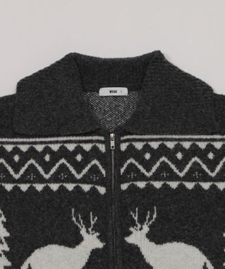 WEGO 雪柄ダブルジップニット ダークグレー