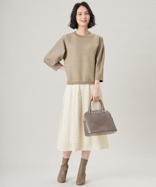 自由区 【洗える】シャイニーツイードプルオーバー ニット ベージュ