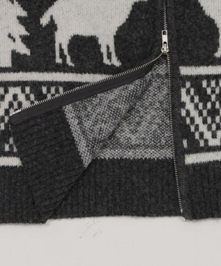 WEGO 雪柄ダブルジップニット ダークグレー