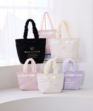 Maison de FLEUR ブランドロゴフリルハンドルトートＭバッグ Ivory
