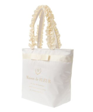 Maison de FLEUR ブランドロゴフリルハンドルトートＭバッグ Ivory