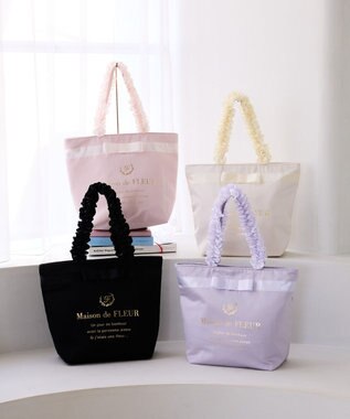 Maison de FLEUR ブランドロゴフリルハンドルトートＭバッグ Ivory