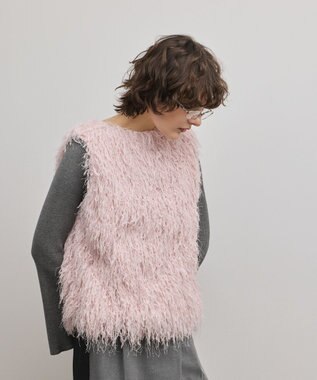 GRACE CONTINENTAL フリンジベスト ピンク