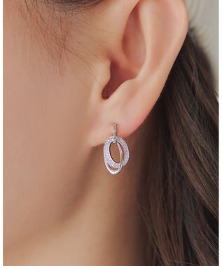 Tiaclasse 【安田美沙子さん着用・金属アレルギー対応】キュービックレイヤードフープピアス シルバーピアス