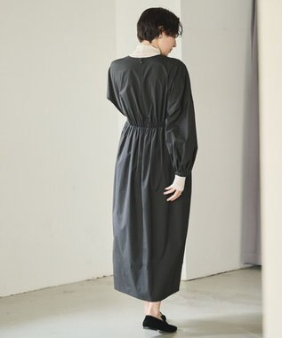 #Newans 【アイロンいらず】ウエストギャザーワンピース ブラック