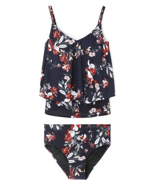 San-ai Resort（三愛水着楽園） 【SALE】ロングパンツセット水着　13L【Coral veil（コーラルヴェール）】 ネイビー